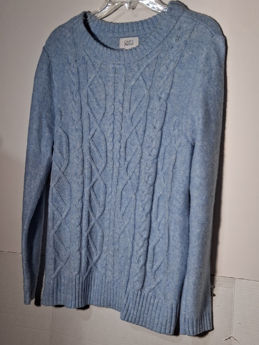 croft & barrow Light Blue Cable-Knit Crewneck Sweater